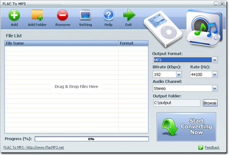 Screenshot of FLAC To MP3 Converter